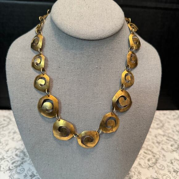 Vintage Abstract Goldtone Modernist Choker/Necklace - Picture 1 of 8